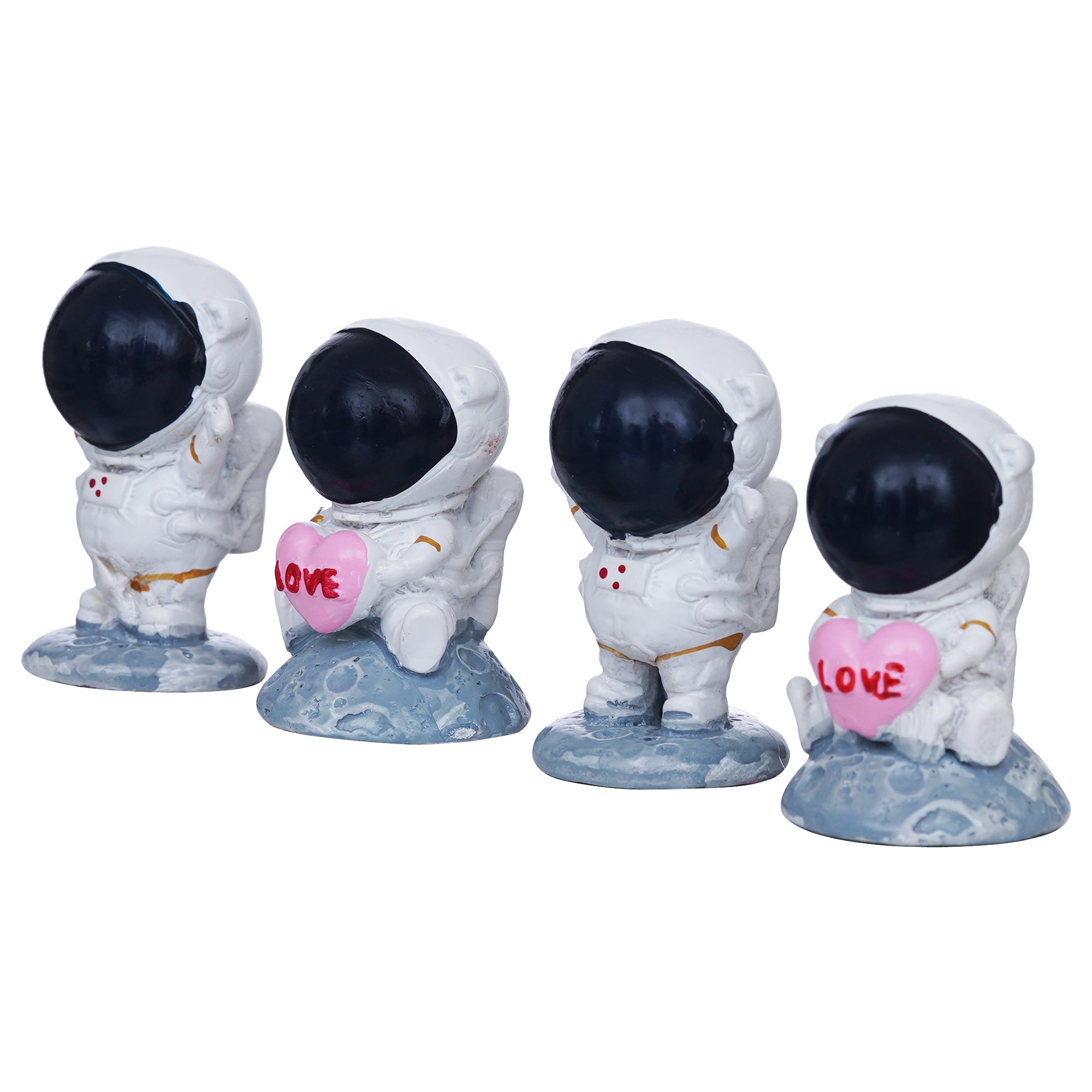 eCraftIndia 4 Astronaut Statues Spaceman Figurines Holding Love Heart Showpieces 7