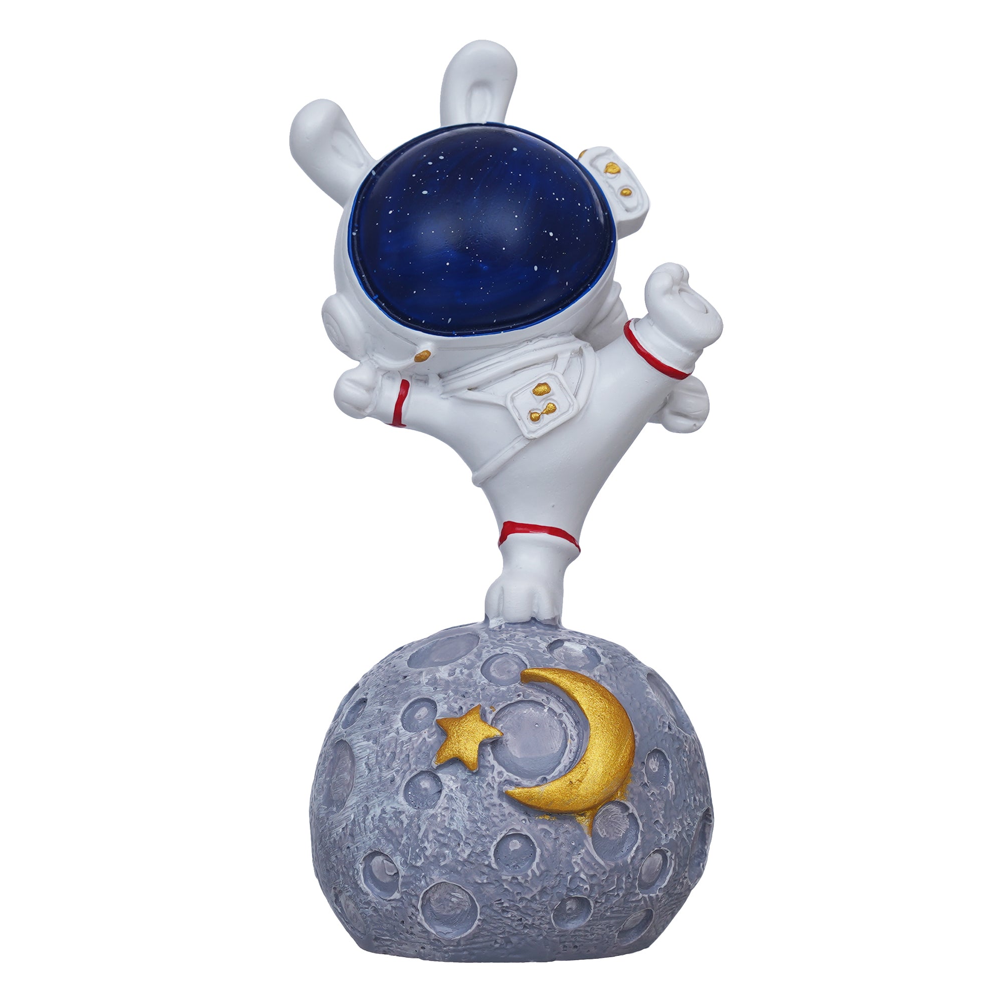 eCraftIndia Astronaut Statue Spaceman Figurine Sky Rabbit Standing on Moon Showpiece 2