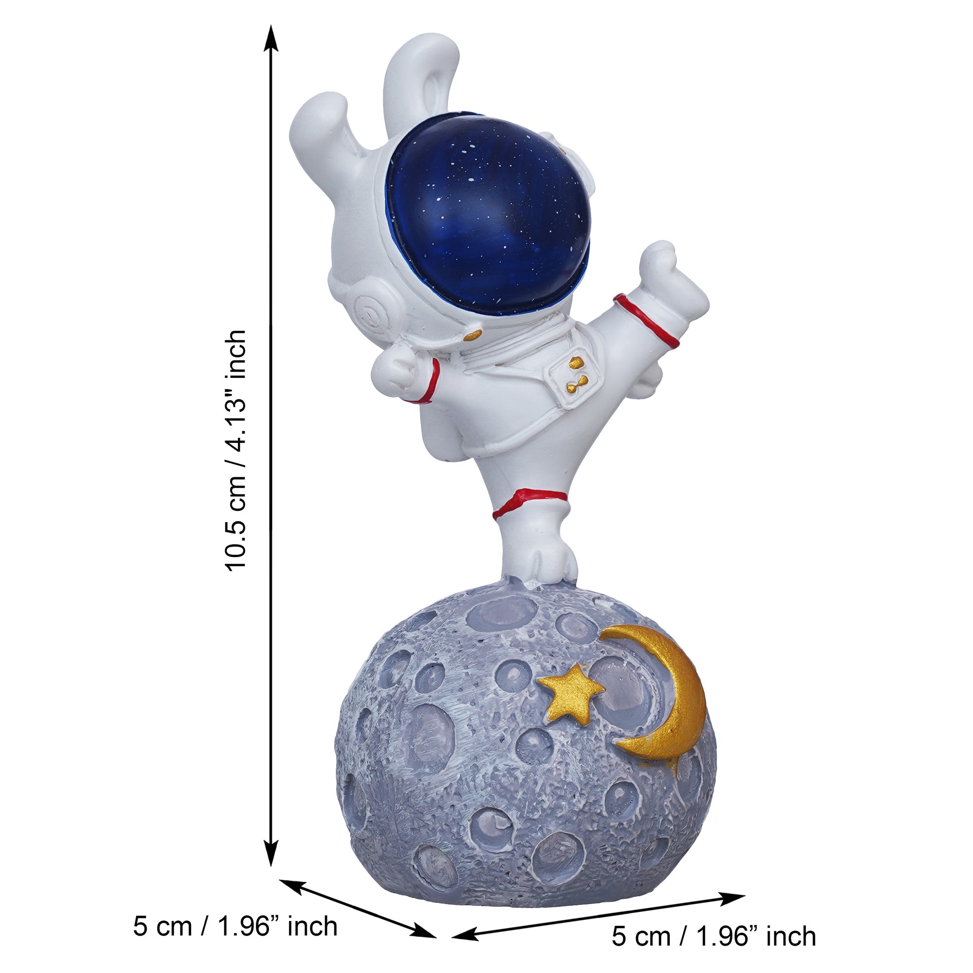 eCraftIndia Astronaut Statue Spaceman Figurine Sky Rabbit Standing on Moon Showpiece 3