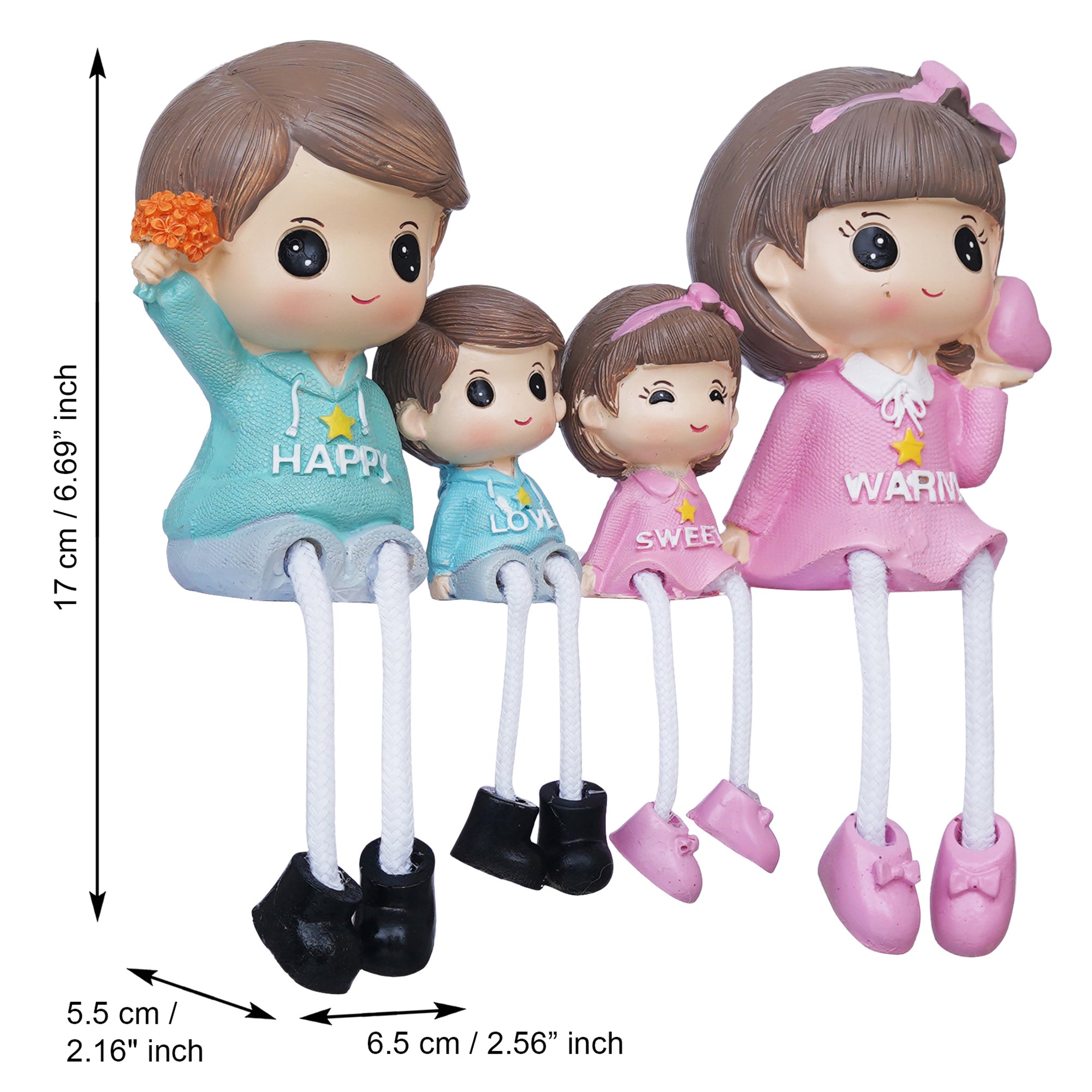 eCraftIndia Happy Family Set Sitting Doll Figurines Showpiece 3