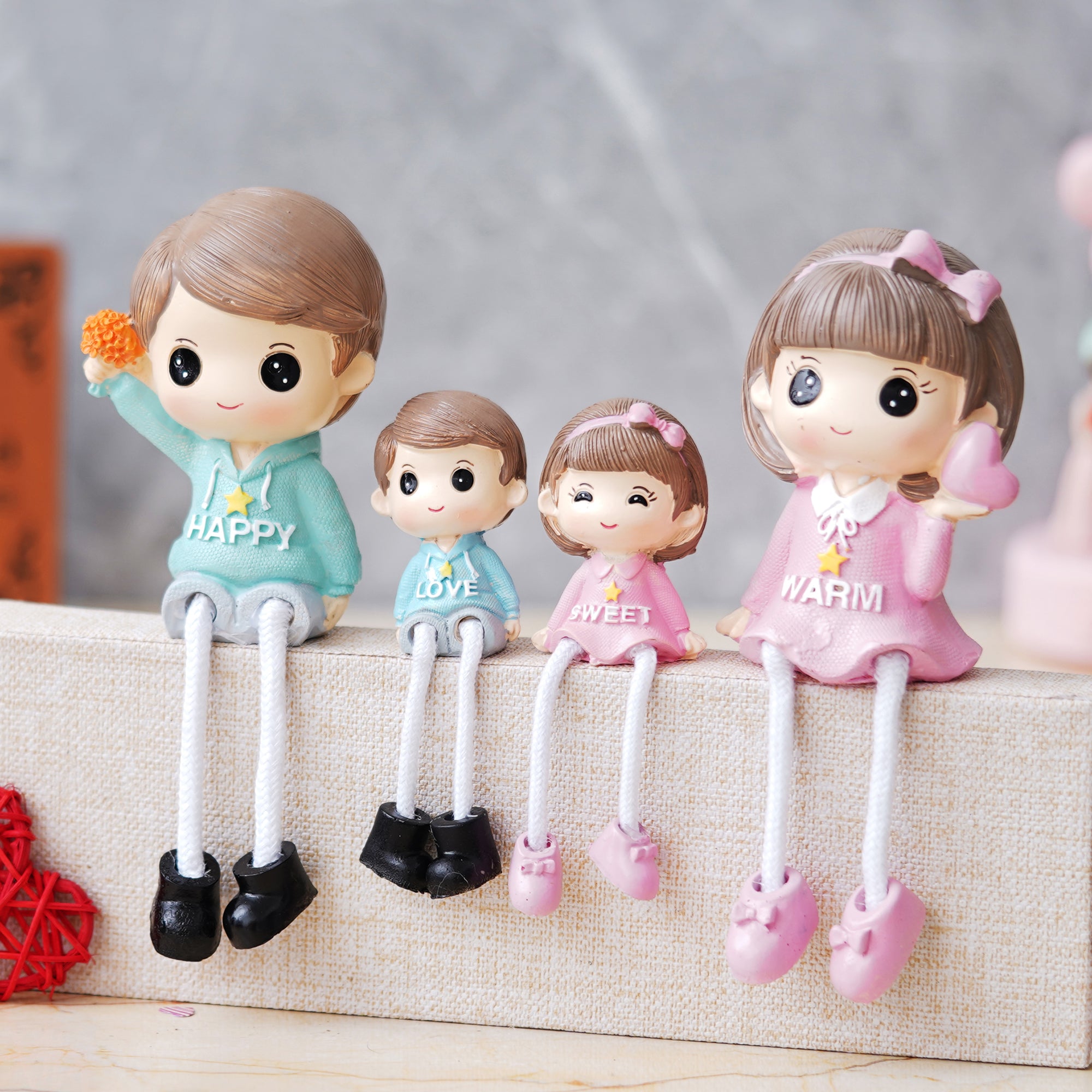 eCraftIndia Happy Family Set Sitting Doll Figurines Showpiece 4