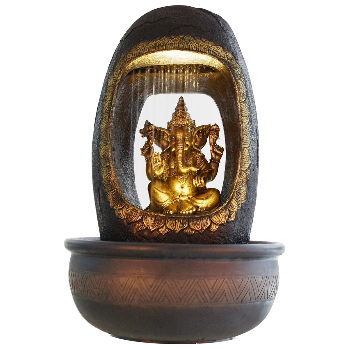 Lord Ganesh And Round Textured Water Fountain - eCraftIndia Online