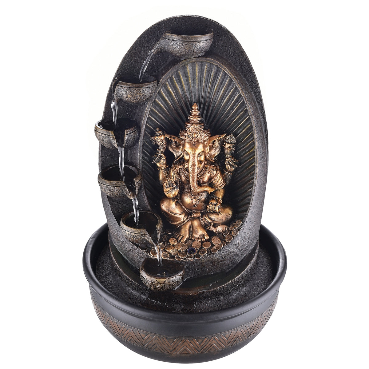 Oval Textured Lord Ganesha Water Fountain - eCraftIndia Online