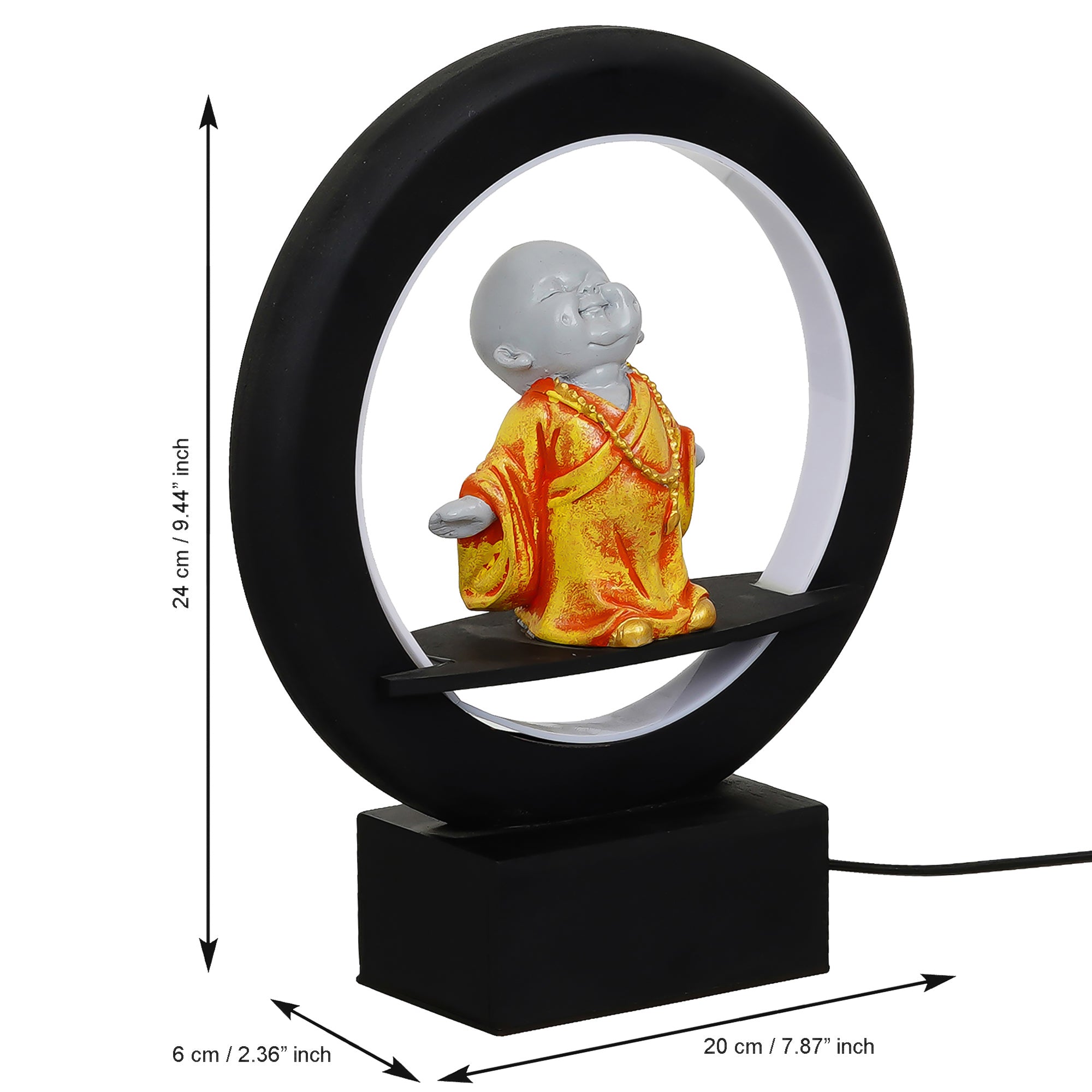 Orange Buddha Monk Decorative Circular Night Lamp 4