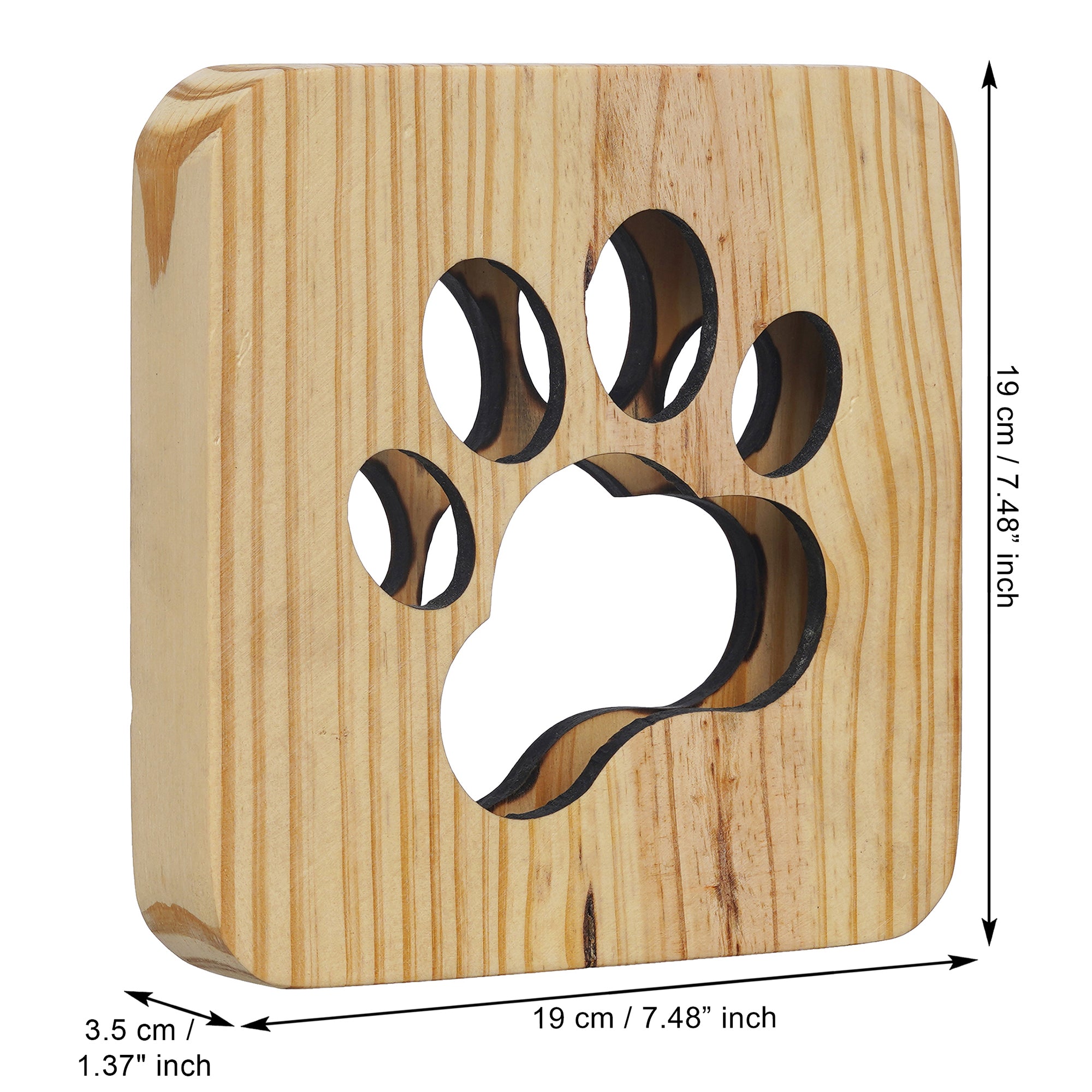 eCraftIndia Dog Paw Carving Wooden LED Table Lamp USB Night Light with Button Switch 3