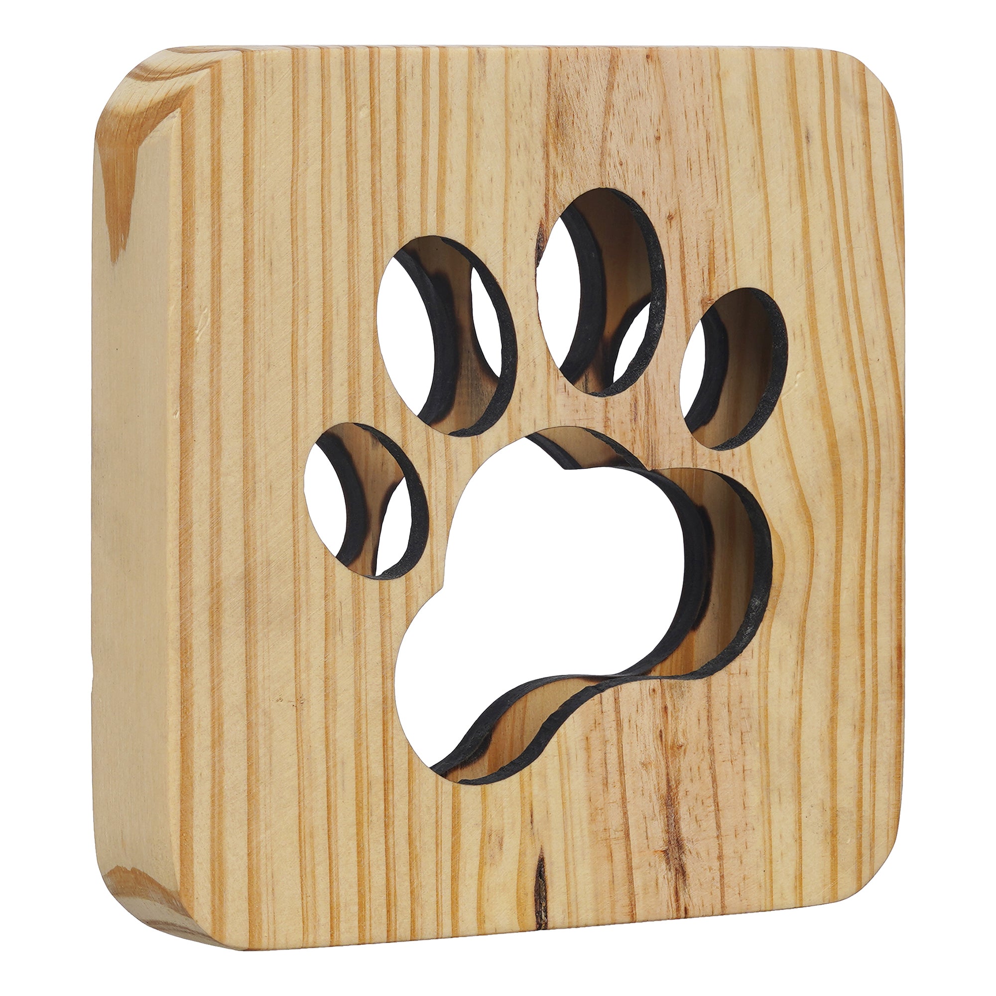 eCraftIndia Dog Paw Carving Wooden LED Table Lamp USB Night Light with Button Switch 6