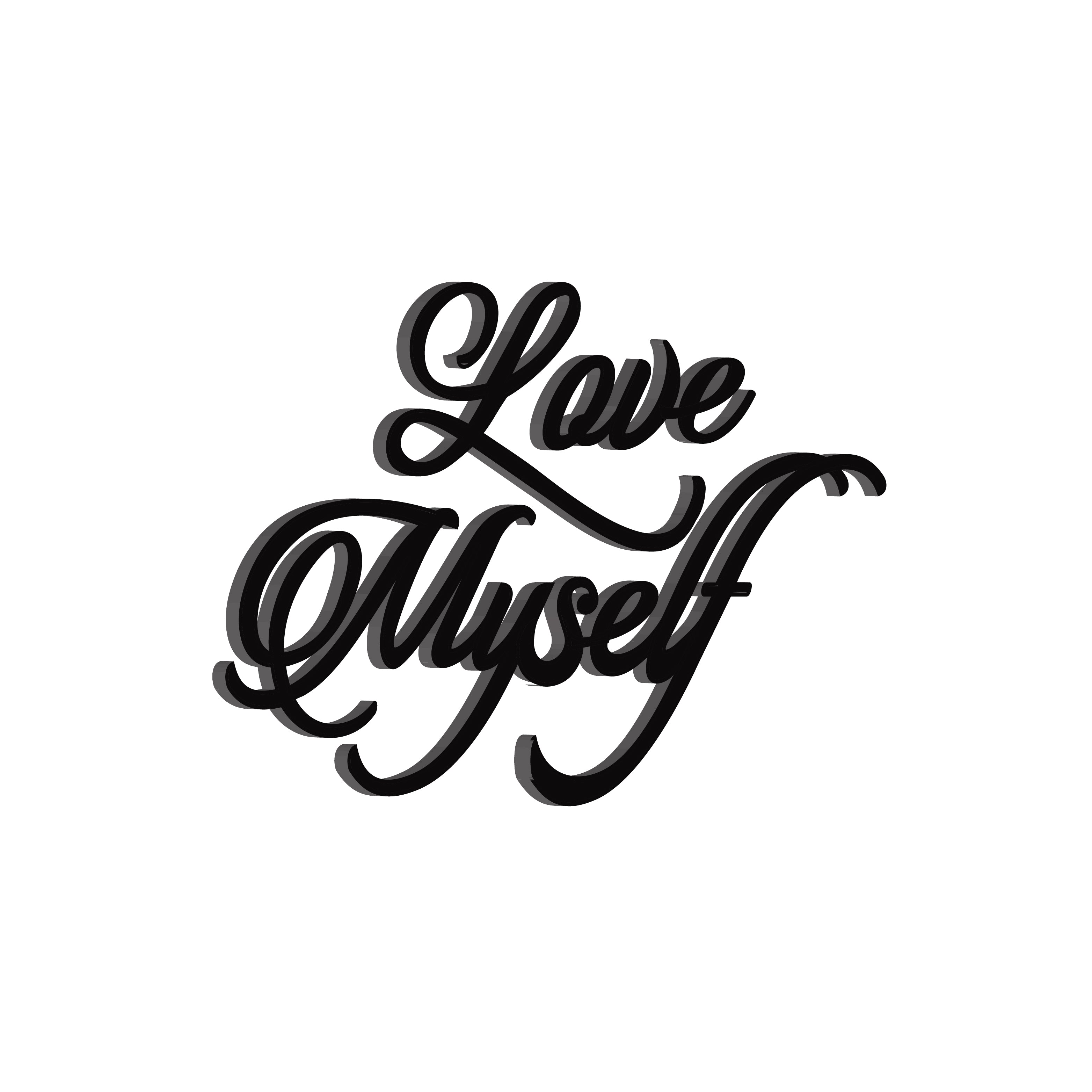 "Love Myself" Black Engineered Wood Wall Art Cutout, Ready to Hang Home Decor 4