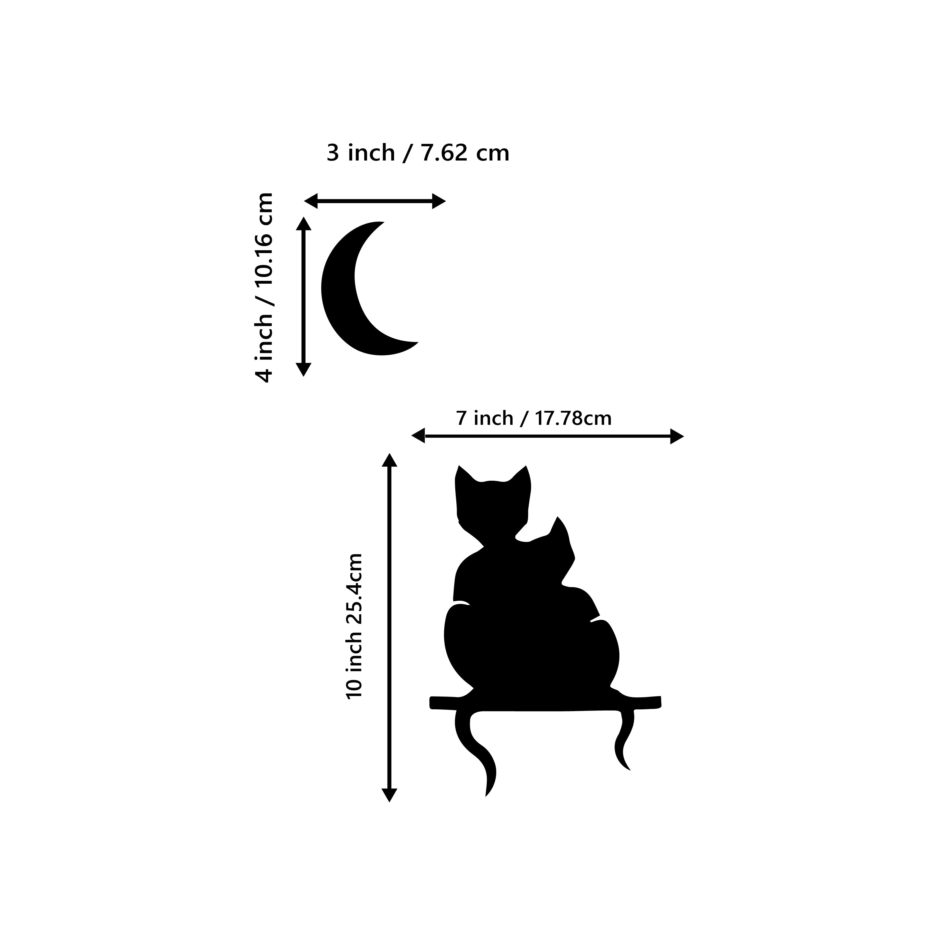 "Cat Couple at Moon Night" Black Engineered Wood Wall Art Cutout, Ready to Hang Home Decor 3