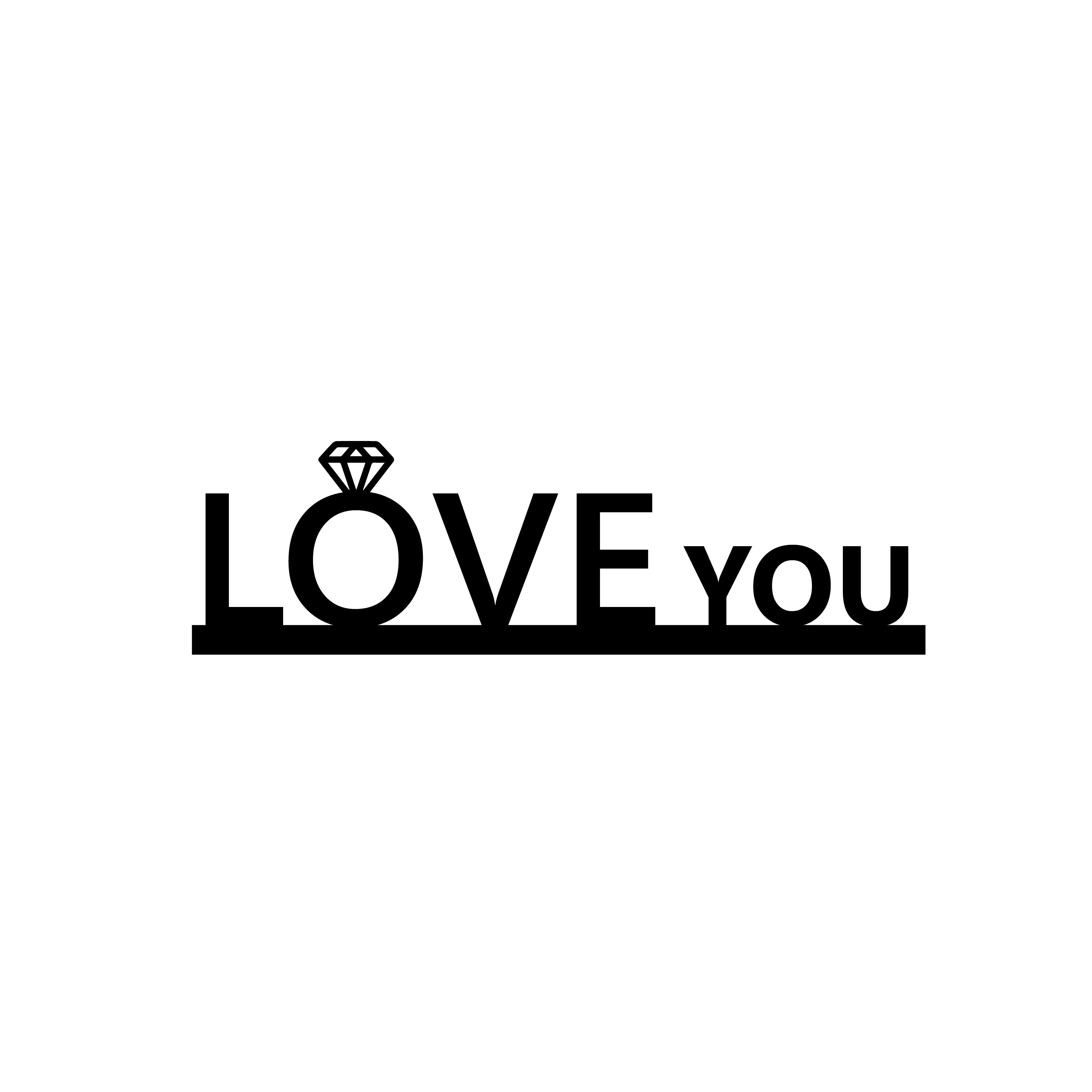 "Love you" Black Engineered Wood Wall Art Cutout, Ready to Hang Home Decor 2