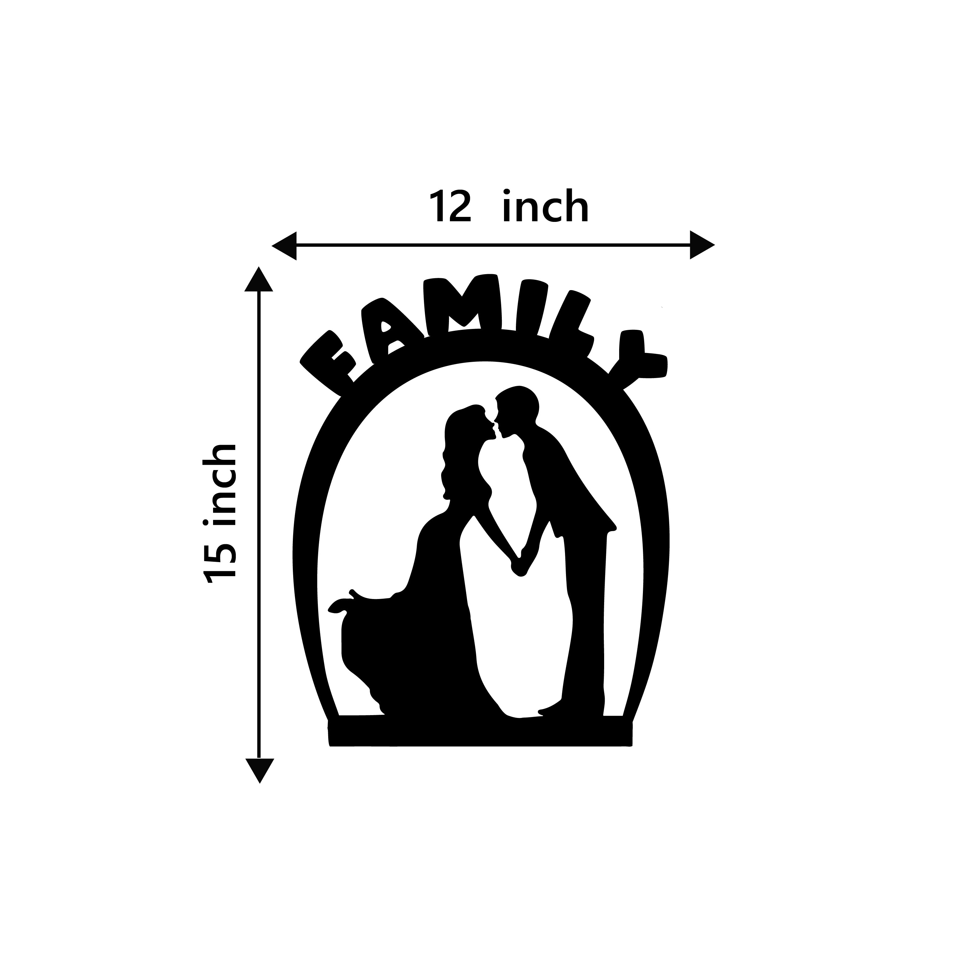 "Family" Black Engineered Wood Wall Art Cutout, Ready to Hang Home Decor 3