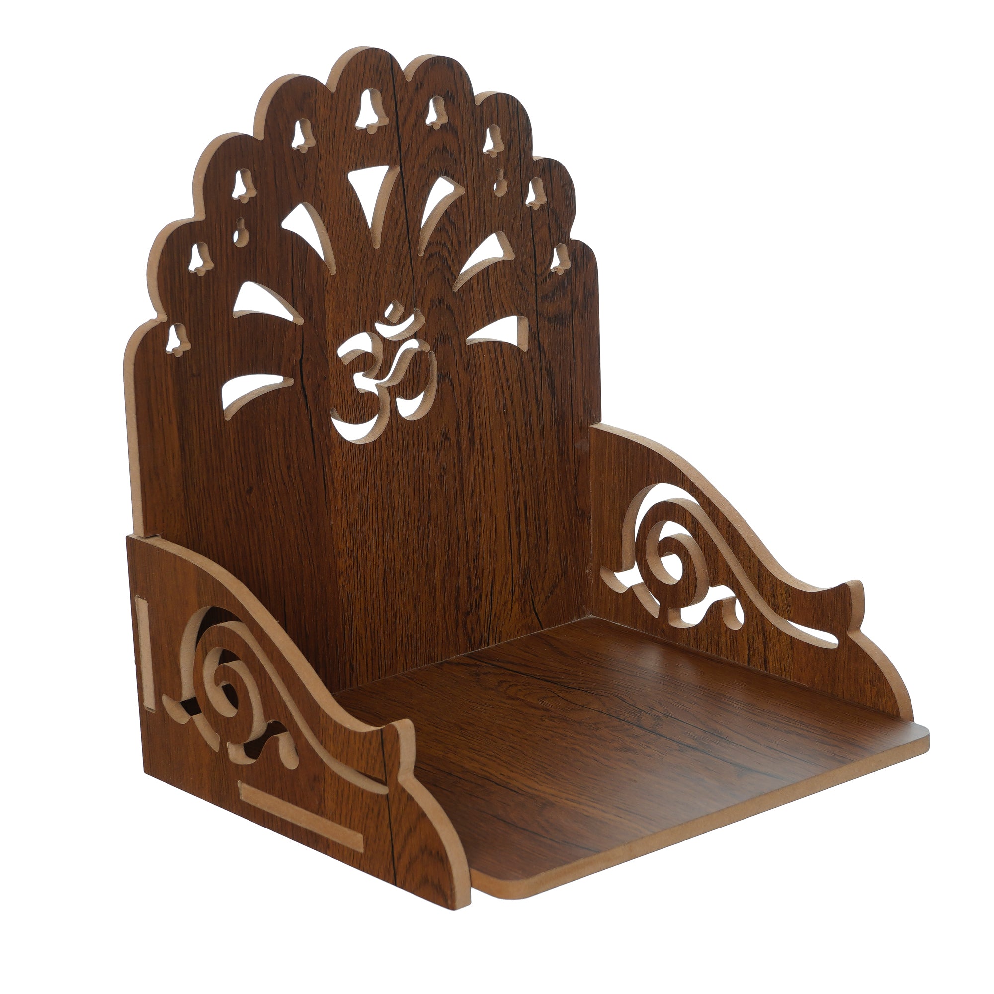 Om with Bells Design Laminated Wood Pooja Temple/Mandir 2