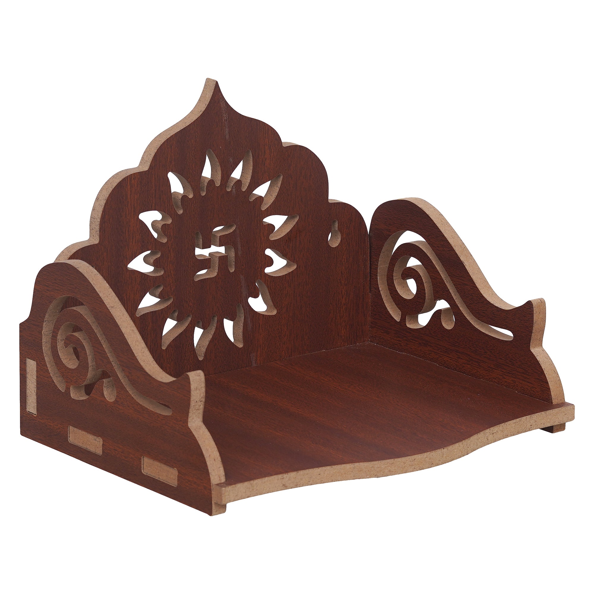 eCraftIndia Brown Decorative Beautiful Wooden Temple for Home Office and Shop 2