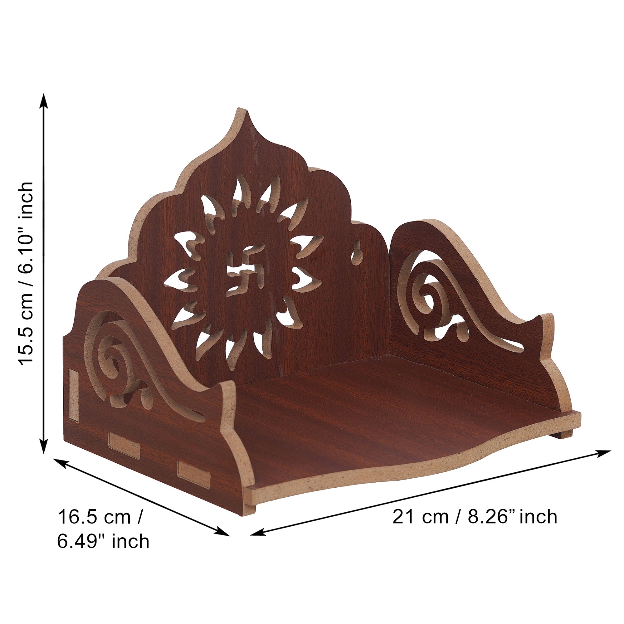 eCraftIndia Brown Decorative Beautiful Wooden Temple for Home Office and Shop 3