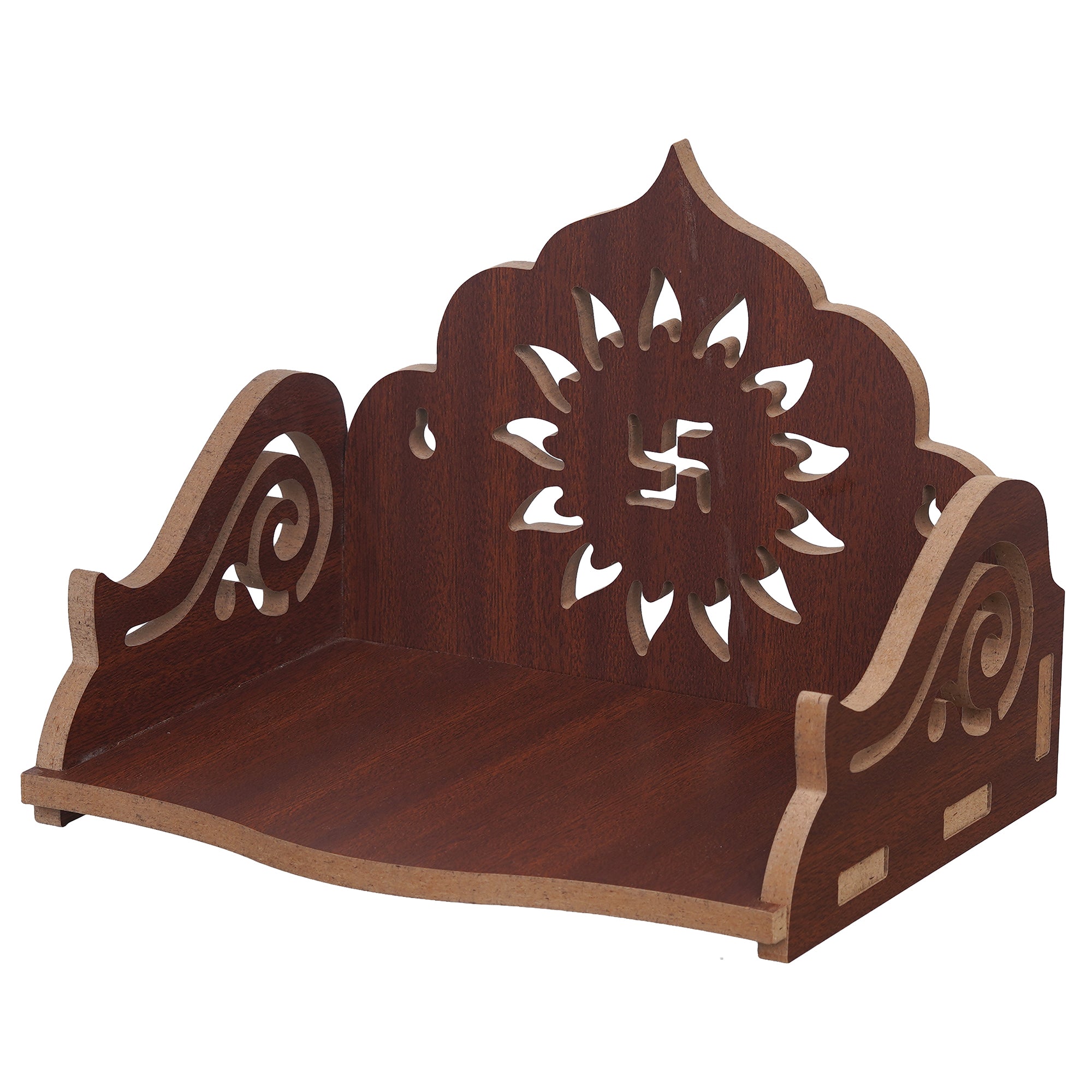 eCraftIndia Brown Decorative Beautiful Wooden Temple for Home Office and Shop 6