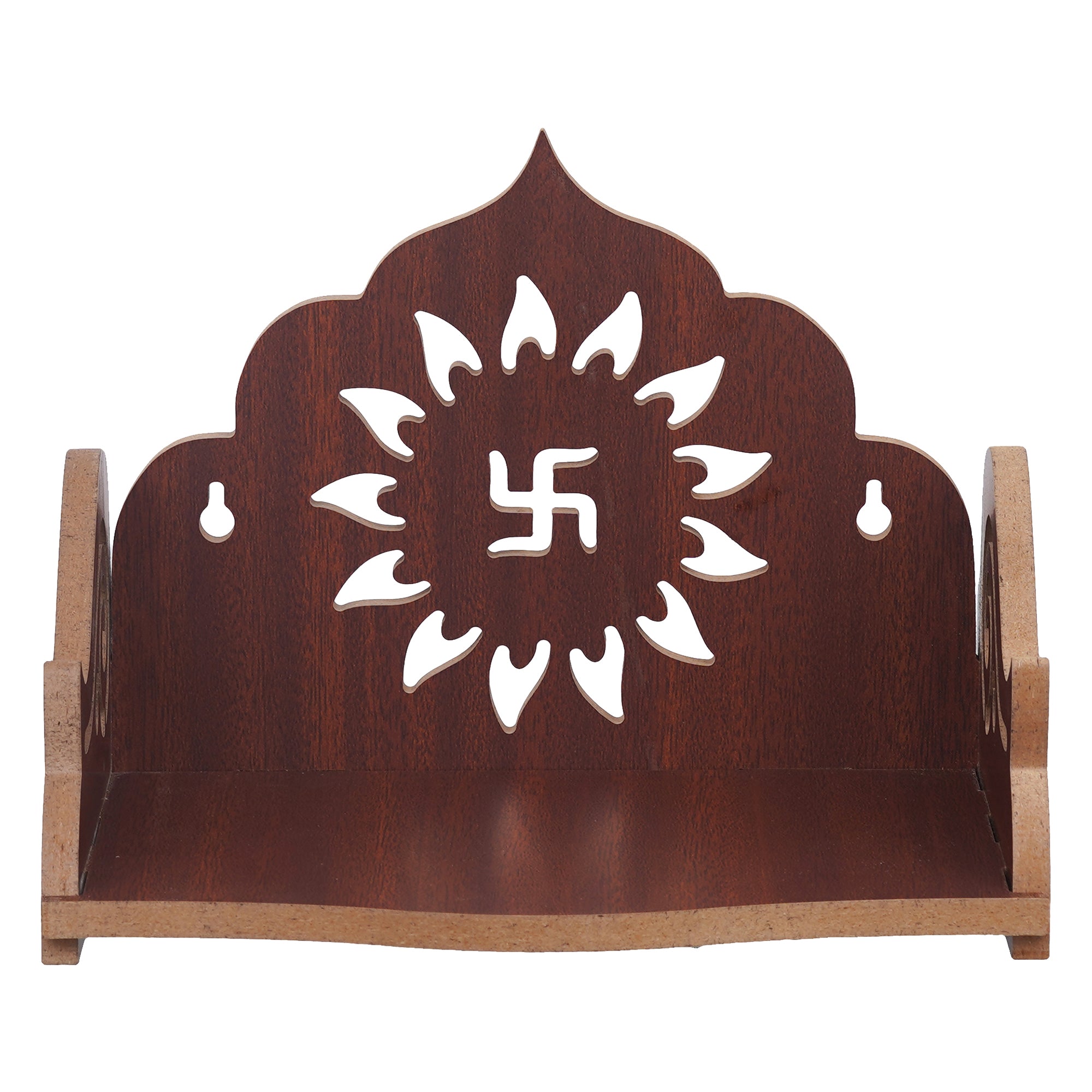 eCraftIndia Brown Decorative Beautiful Wooden Temple for Home Office and Shop 7