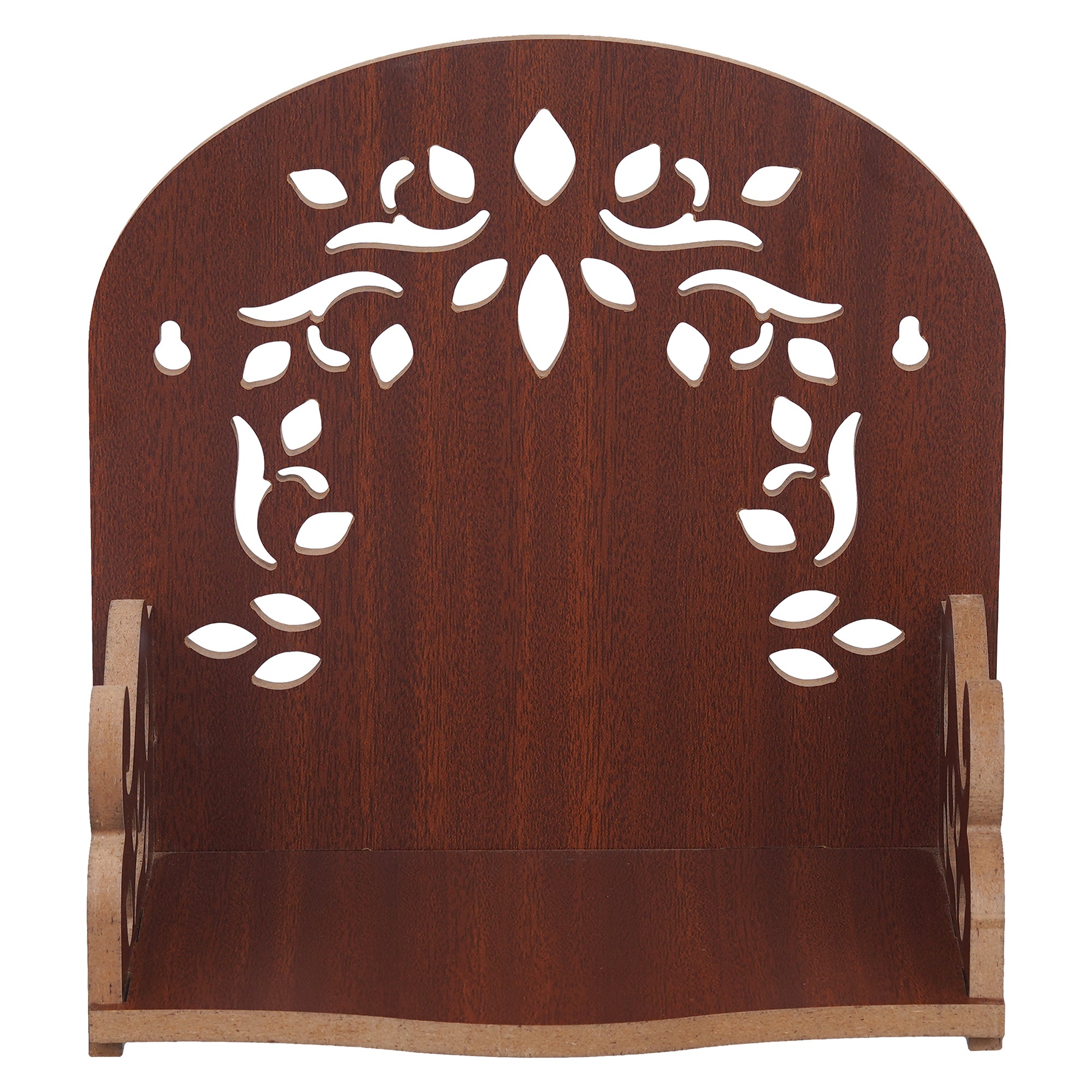 eCraftIndia Brown Floral Designer Beautiful Wooden Temple for Home Office and Shop 7