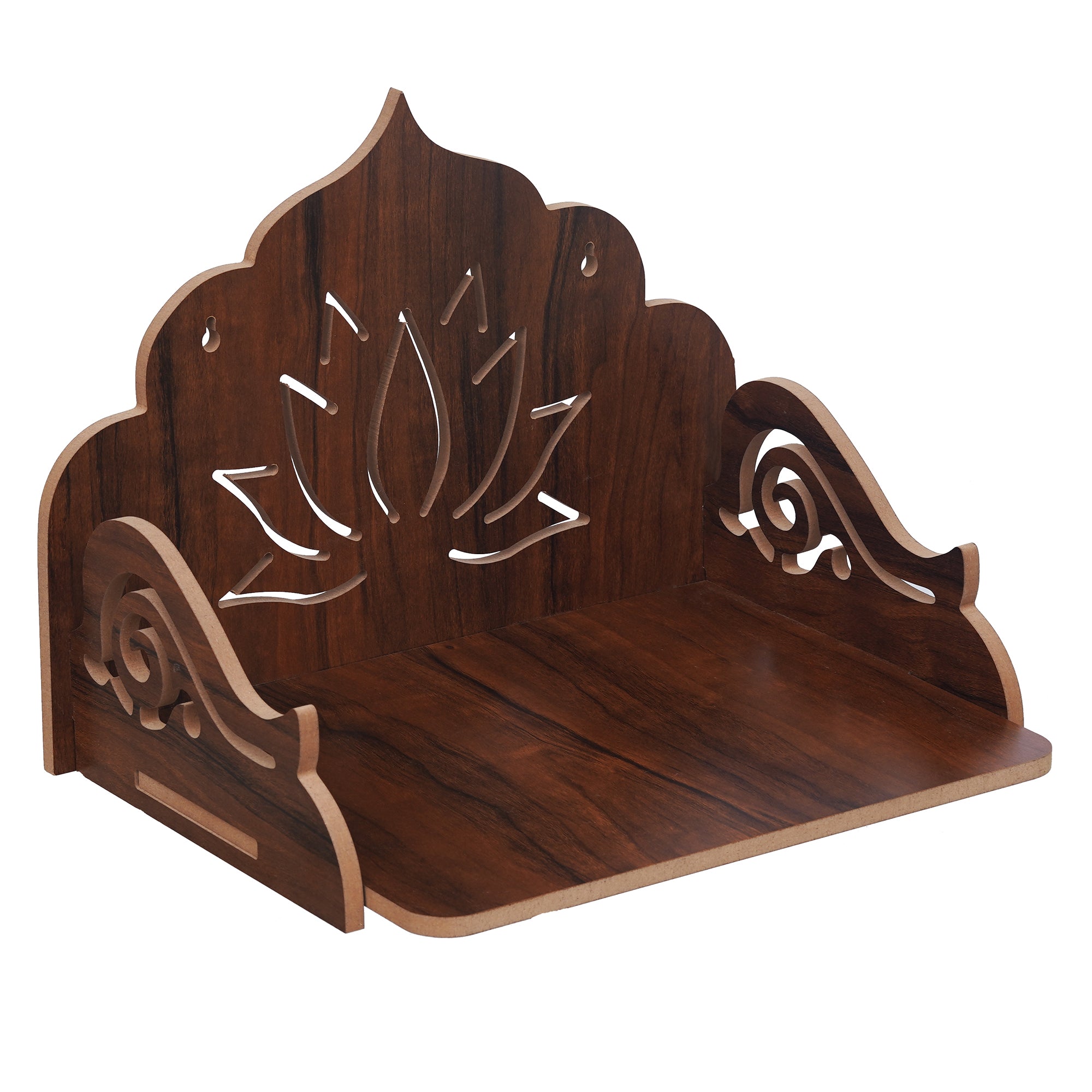 eCraftIndia Brown Lotus Designer Beautiful Wooden Temple for Home Office, and Shop 2