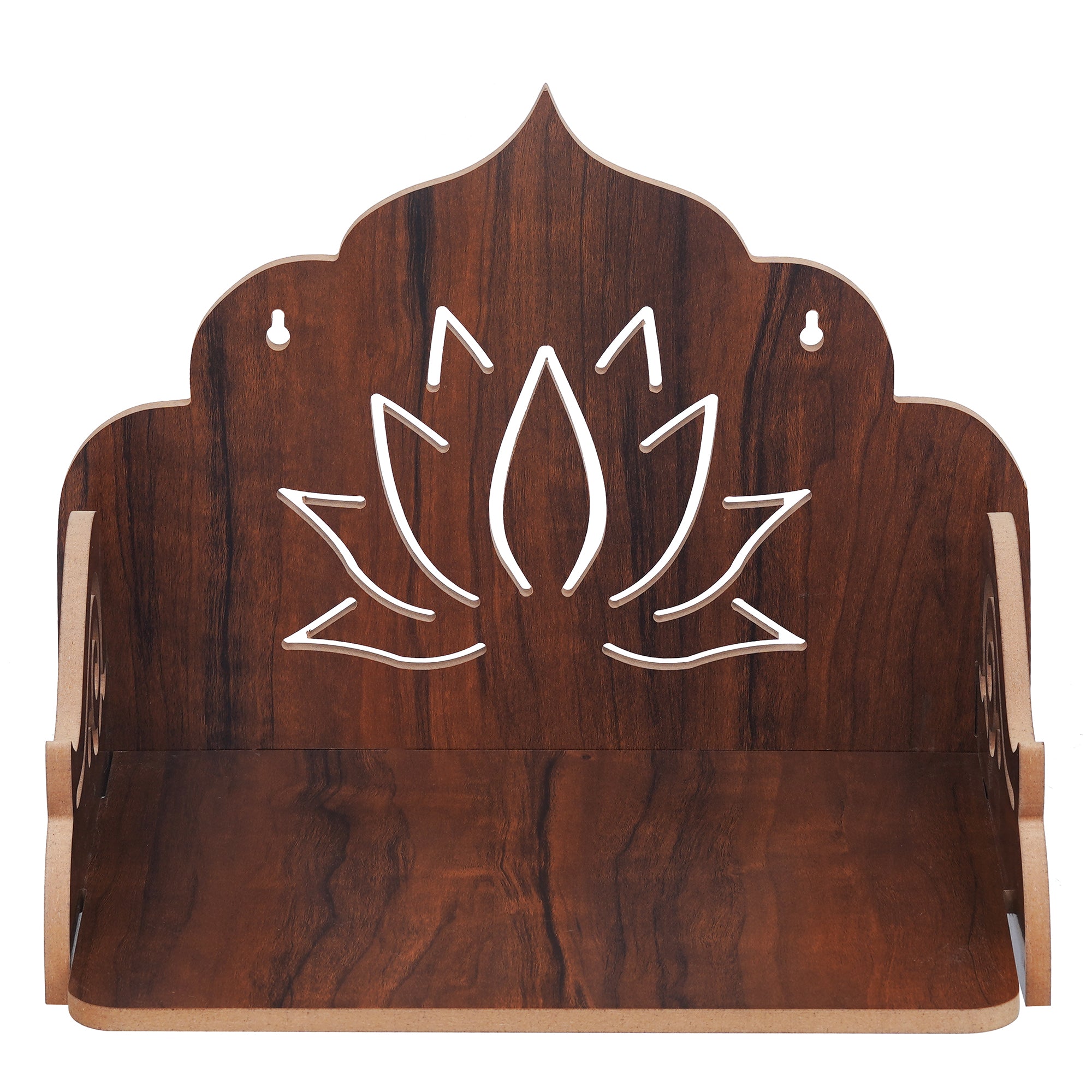 eCraftIndia Brown Lotus Designer Beautiful Wooden Temple for Home Office, and Shop 7