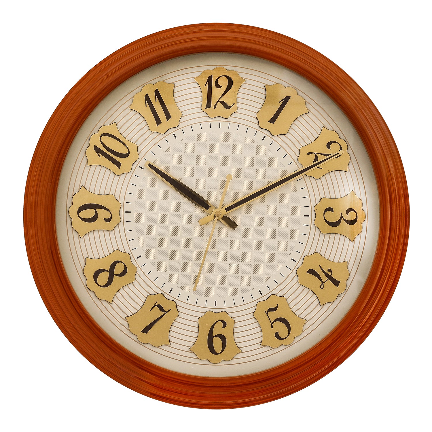 Brown round wooden analog wall clock(33 cm x 33 cm)