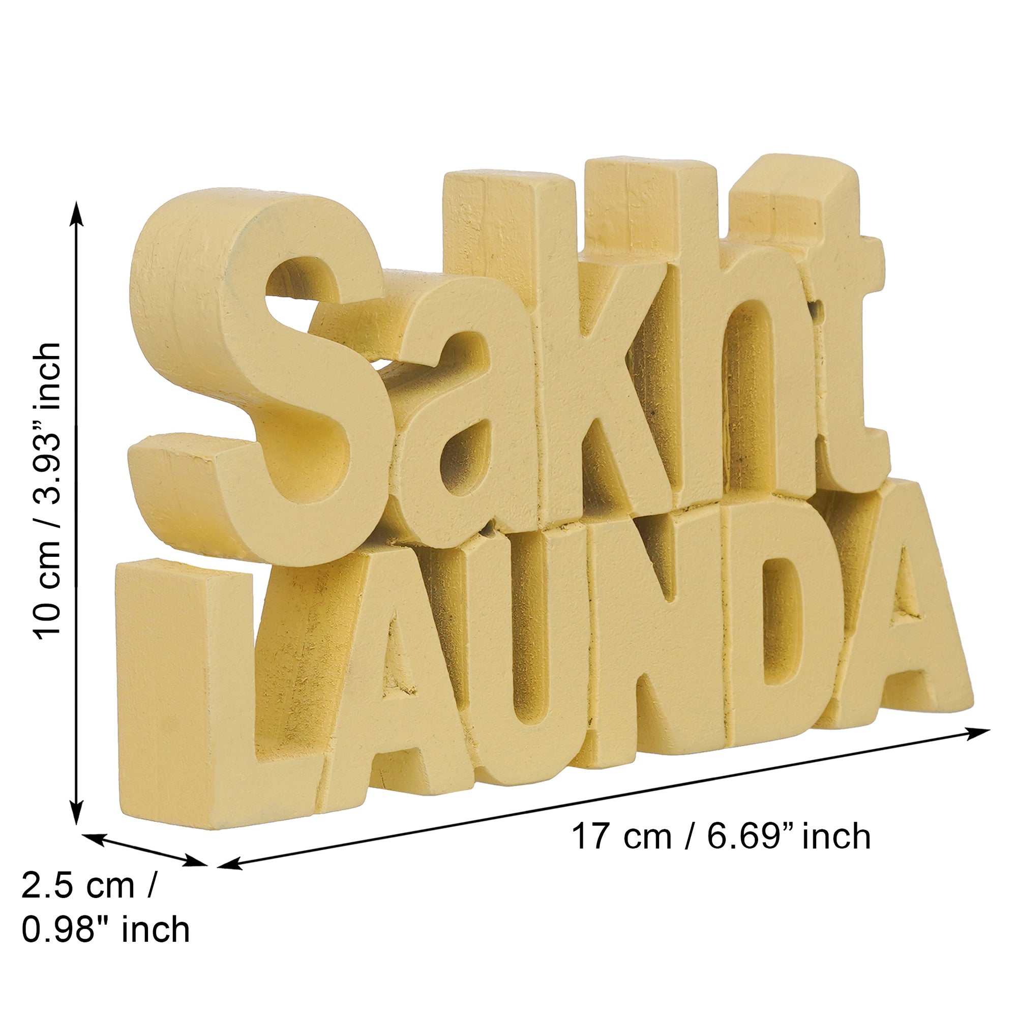 eCraftIndia Yellow Handcrafted Quirky "Sakht Launda" Wooden Cutout Decorative Showpiece 3