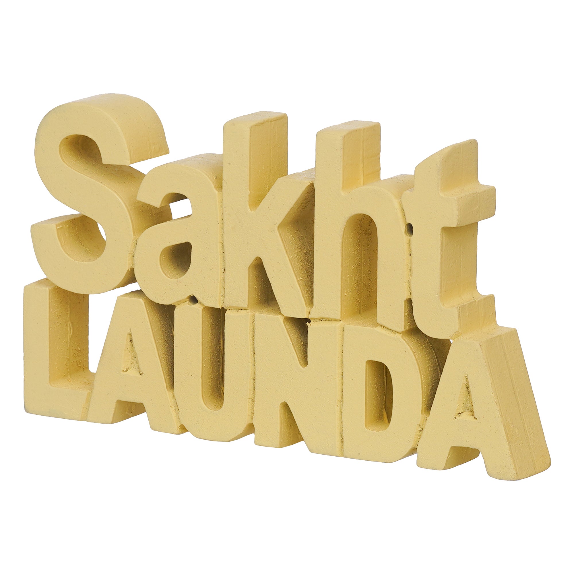 eCraftIndia Yellow Handcrafted Quirky "Sakht Launda" Wooden Cutout Decorative Showpiece 7