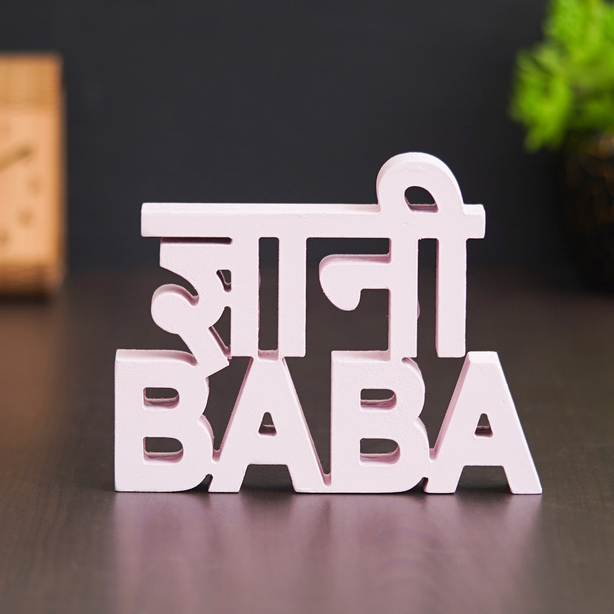 eCraftIndia Pink Handcrafted "Gyani Baba" Wooden Cutout Decorative Showpiece 4