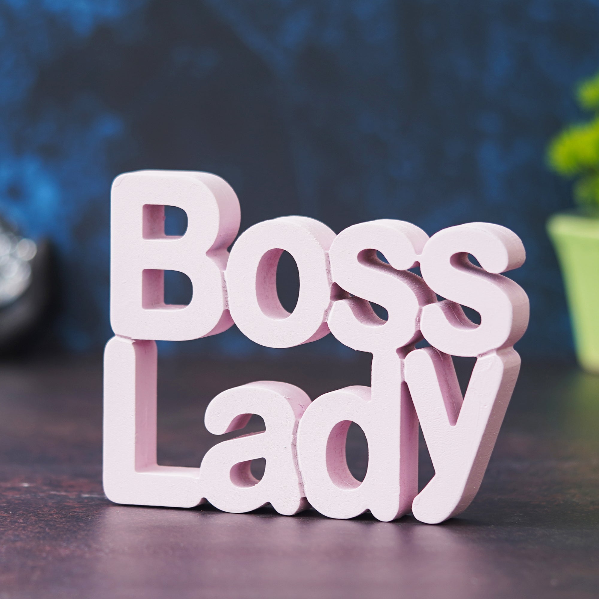 eCraftIndia Pink "Boss Lady" Wooden Cutout Decorative Showpiece 5